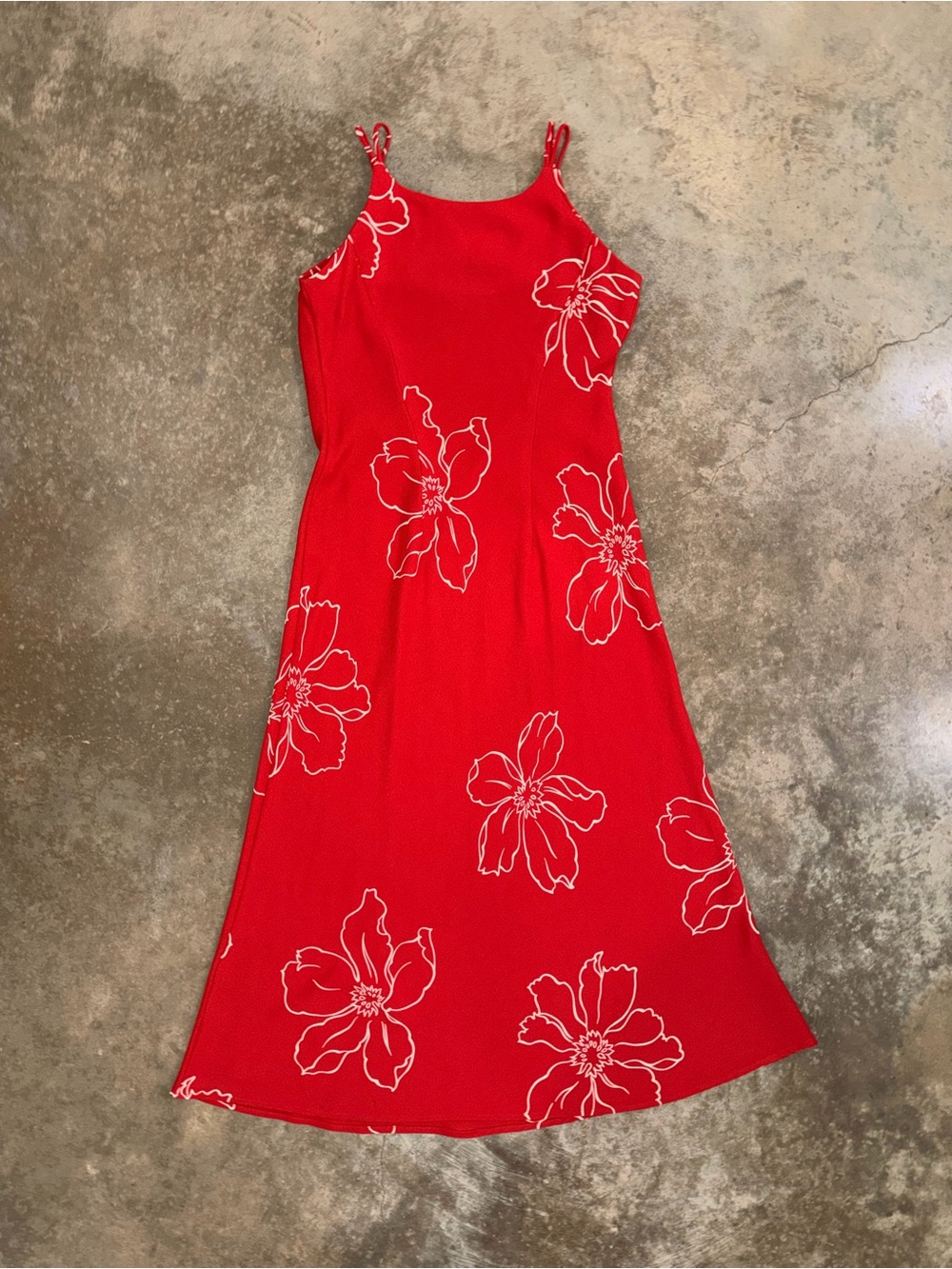 Vintage Red Floral Slip Dress Spaghetti Strap Midi Dress Size 6 - Picture 2 of 12